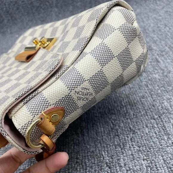 100% Authentic Louis Vuitton Croisette White Damier Azur Canvas Satchel Bag - Picture 3 of 16